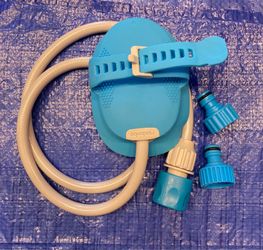 Aquapaw 5-in-1 Horse & Dog Bath Brush & Curry Comb - XL Blue Silicone - Includes 3-ft Shower Hose Attachment & Adapter - Adjustable Spray Scrub Massag