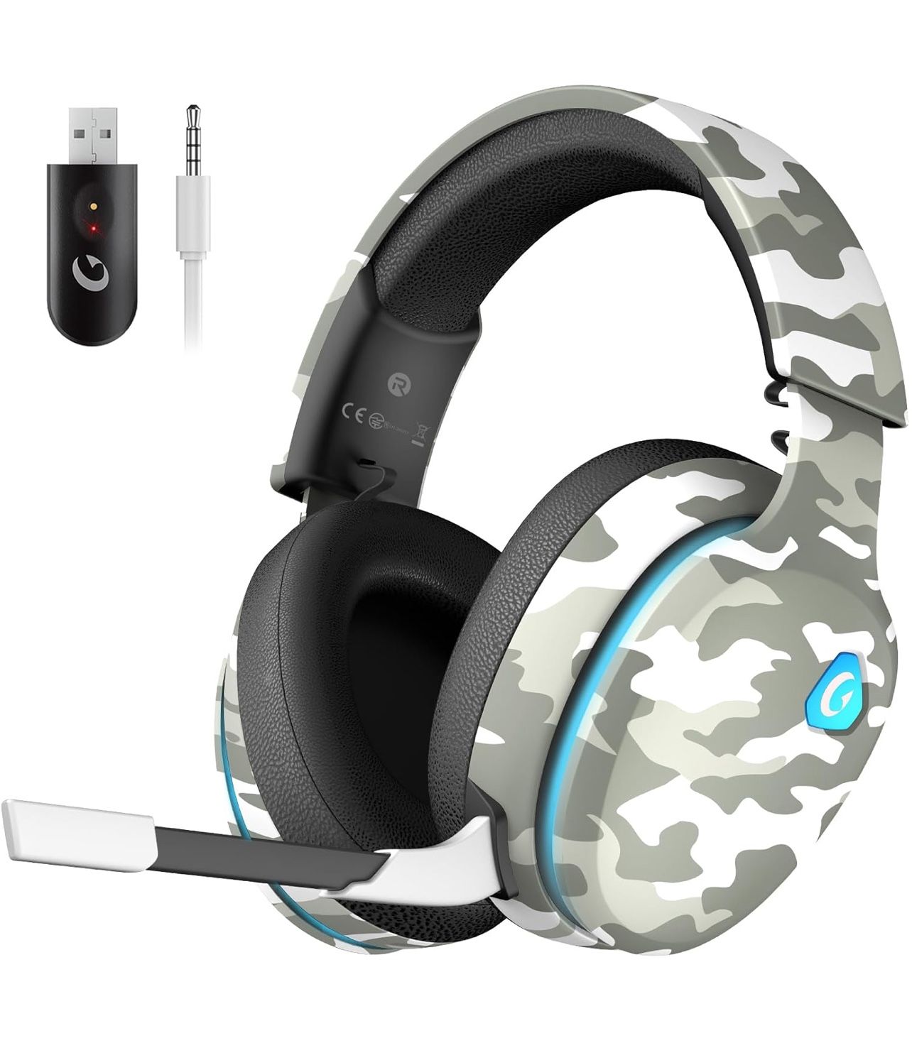 Gtheos 2.4GHz Wireless Gaming Headset for PS5, PS4 Fortnite & Call of Duty/FPS Gamers, PC, Nintendo Switch, Bluetooth 5.3 Gaming Headphones with Micr