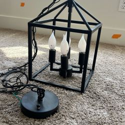 Black Farmhouse Chandelier 4-Light, Metal Frame, Cage Pendant Light Fixture 