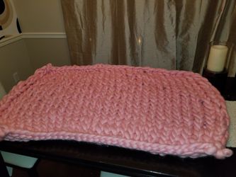 Handmade 48x32 Pale Pink Throw Blanket Merino Wool