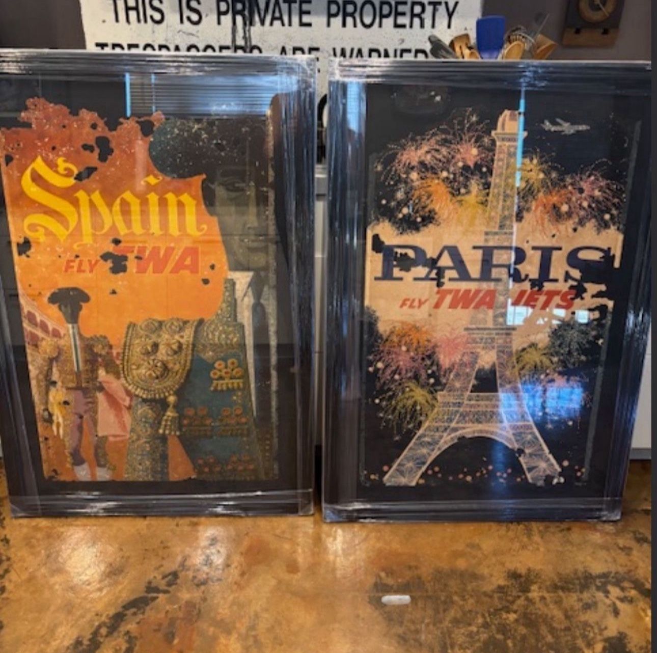 Vintage TWA Advertising Travel Posters Large (set of 2)