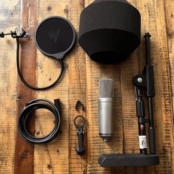Music Studio Podcast Set Microphone Ride Nt1000 Pop Filter Mic Stand Acoustic Ball Xlr Cables