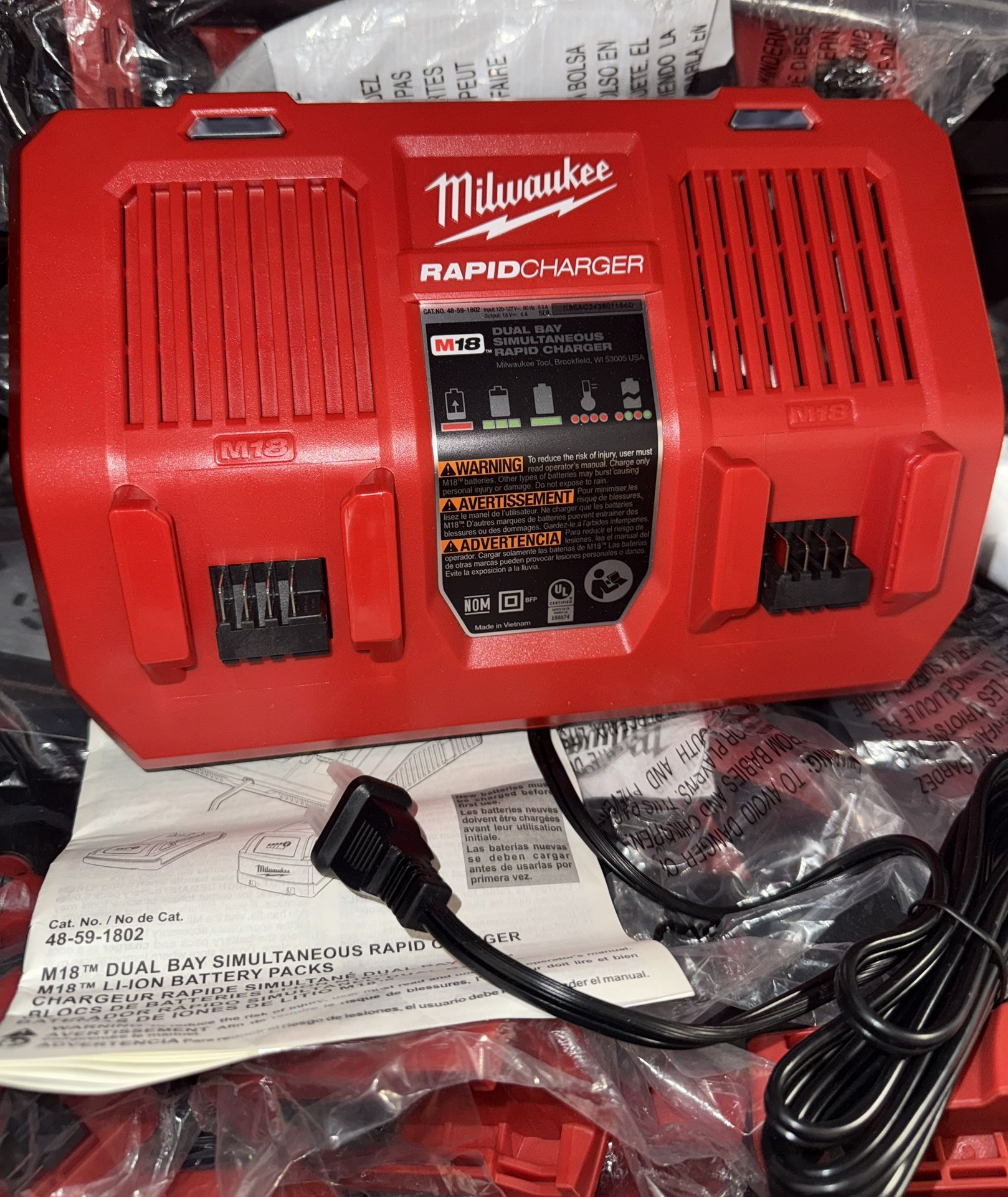 Milwaukee M18 Dual Bay Rapid Charger. (New from Kits). Model #48-59-1802