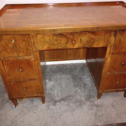 Vintage Desk With Leather Inlay