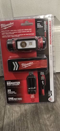 Milwaukee LED Head Lamp Redlithium 600 Lumen USB Hard Hat Light 2163-21 NEW