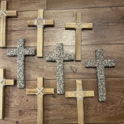 Handmade Crosses 3 for $20 or $7 Each Oak Stain and Twine & Sand