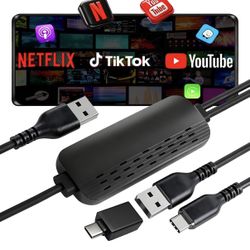 3-In-1 Wireless CarPlay Adapter With Video Streaming, Screen Mirroring & Fast Charging, Enables Net-Flix/YouTube/TikTok Via Wired Connection, 
