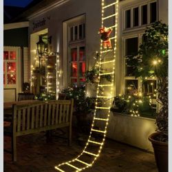 338-LED Multicolor Christmas Lights for Indoor and Outdoor Decoration 10-Foot Christmas Ladder Light String with Santa Claus Motif, Suitable for Home 