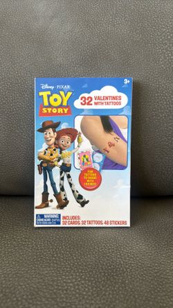 New Sealed Disney Pixar Toy Story 32 Valentine Cards With Tattoos & Stickers