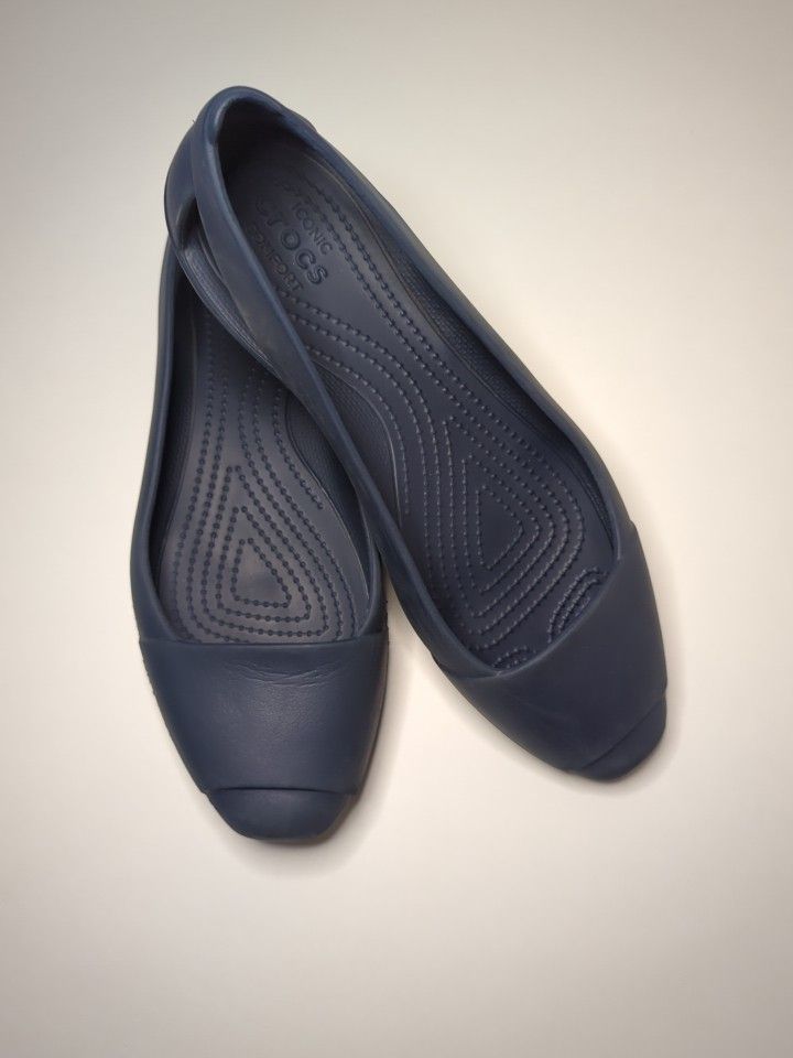 Crocs Slingback Flats Slip On Sandals Espadrilles Shoes Size 9 Blue Ballet
