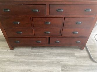 Dark Cherry Wood Dresser with Multiple Drawers