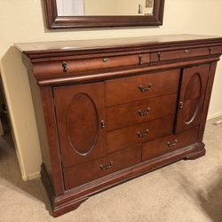 Cherry Color Dresser With Cabinet