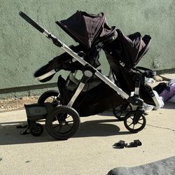 City Select Double Stroller + Britax Infant Car Seat + Glider Board