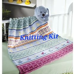 Mary Maxim Baby Stripes Blanket Knitting Kit