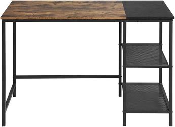 JOISCOPE 40 x 24 Inch Small Computer Desk with Table Power Outlets,Home Office Small White Desk with Storage Shelves and USB & Type-C Outlet for Bedro