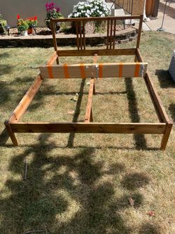 Ikea Wooden Bed Frame with Headboard and Slats