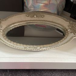 Cute Antique Tray With Mirrored Bottom