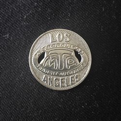 Vintage Los Angeles MTA "One Fare" Transit Token - near mint condition - CA 450 K
