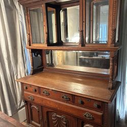 hutch , hand carved, vintage