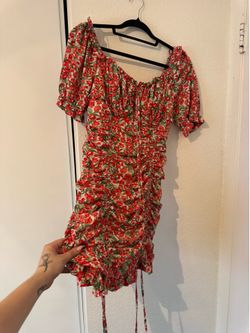 Lilyful red floral ruched mini dress Size S