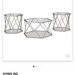 3 Piece Coffee And End Table Chrome 