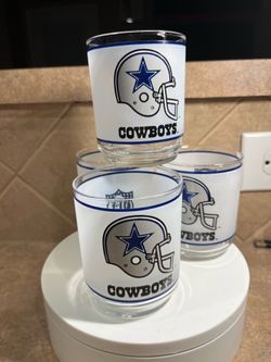 Vintage NEW 1980s Dallas Cowboys Set of 4 Drinking Glasses