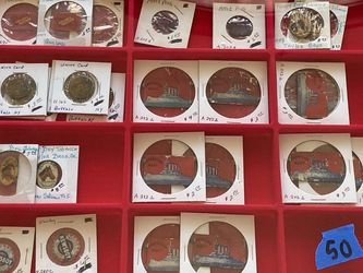 Vintage antique collection lot military patriotic pins badges W/display case Army Navy