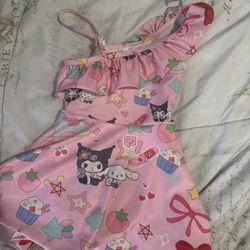 Sanrio Kuromi and Cinnamoroll One-Shoulder Swim Dress size 5/6