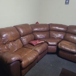 Sectional Brown Recliner And Sofa Bed Love Seat