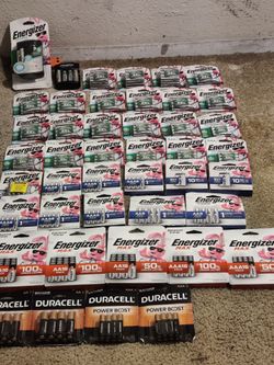 BULK LOT OF ENERGIZER ,DURACELL 300 +  RECHARGEABLE  AA AAA BATTERIES