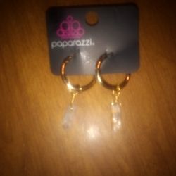 Paparazzi Jewelry Earrings Set Color Gold Crystal Rock Pair