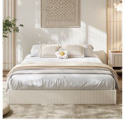 cream cal king bed frame wood platform