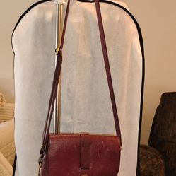 Fossil kinley leather suede crossbody magnet snap closure