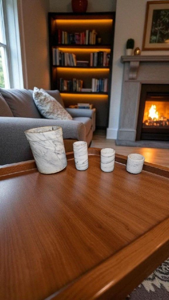 Marble Candle Holders Set