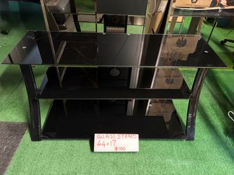 Black Glass 3-Tier TV Stand 44x17