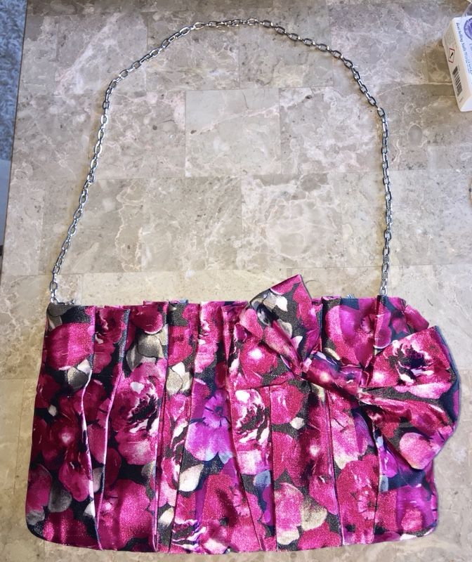 Satin White House Black Market floral purse