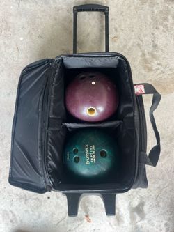 Bowling bag with balls and shoes