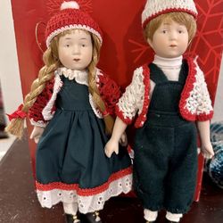 Vintage Girl & Boy Christmas Ornaments