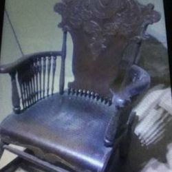 Beautiful Antique Hand Carved Rocking Chair
