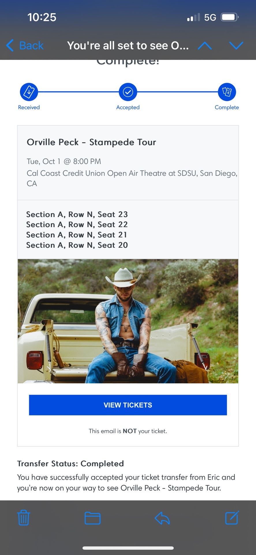 Orville Peck Tickets!! - Saturday, Oct 26