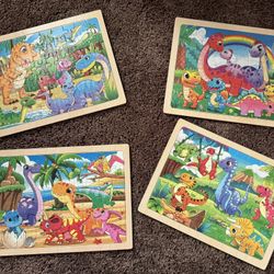 Set Of Kids Dinosaur Puzzles