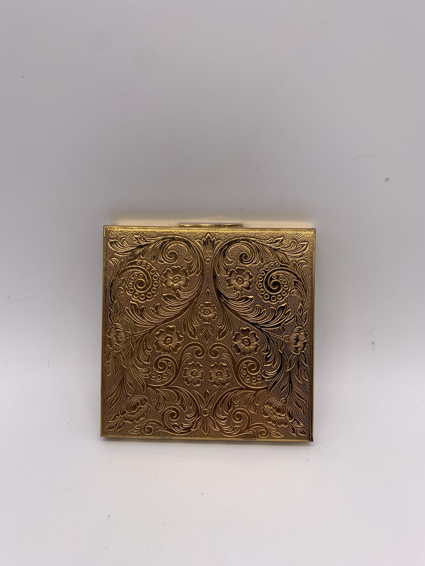 Vintage American Beauty Etched Powder Case With Mirror