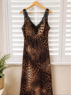 NWT Haute Monde Leopard Print Lace Midi Dress Size L