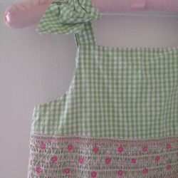 100% Cotton Gingham Dress With Embroidery And Smocking Easter Sunday Dress Girls Size 9