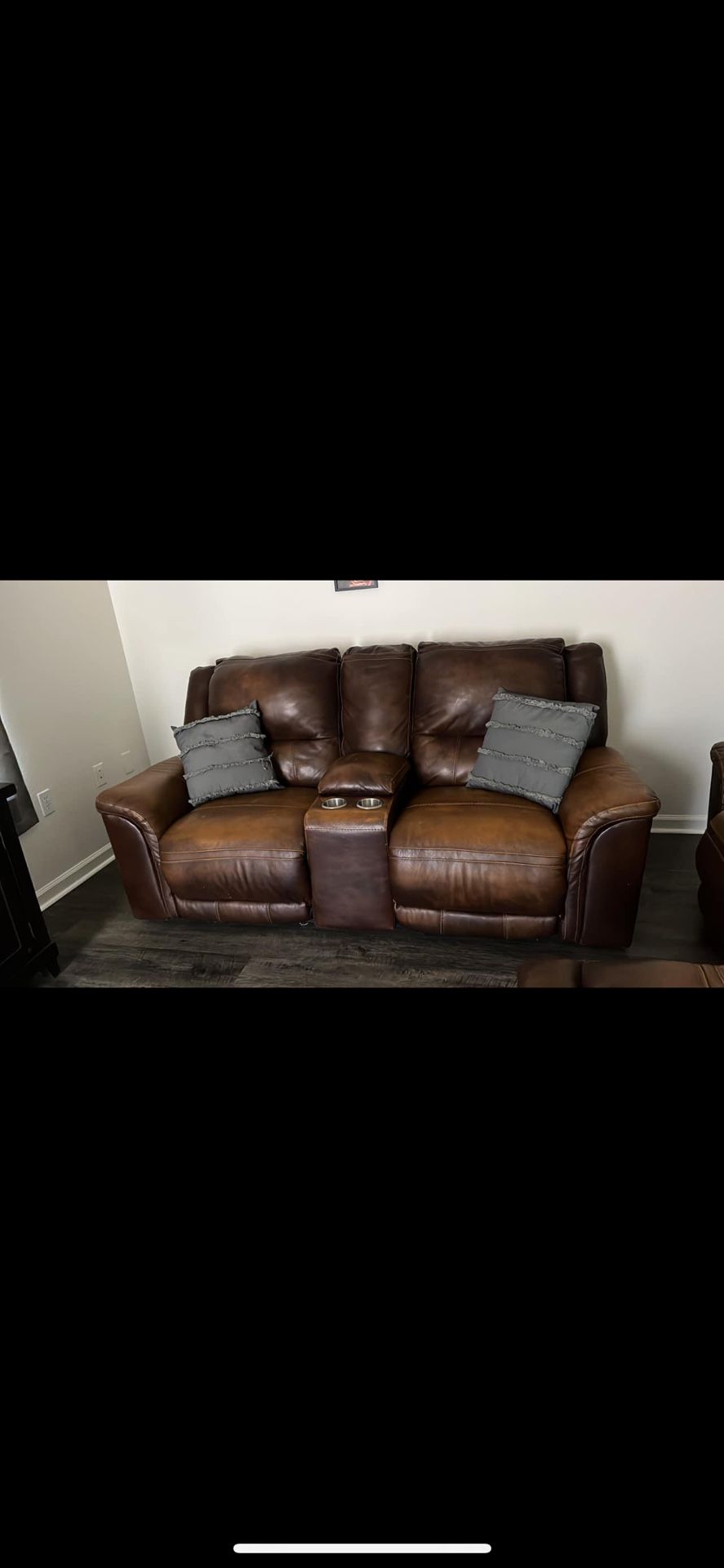 Genuine Leather Power Recliners With Chargers 