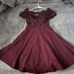 Burgundy Off Shoulder Dress