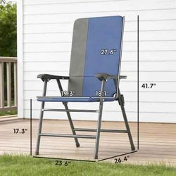 Outsunny Folding Patio Chairs Set of 2, Padded High Back Lawn Chairs with Armrests