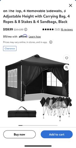 Canopy & 3 Black Tables Available 