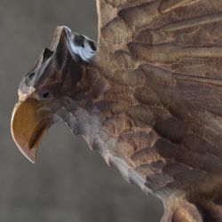 Vintage Hand Carved Wooden Eagle and Snake Sculpture