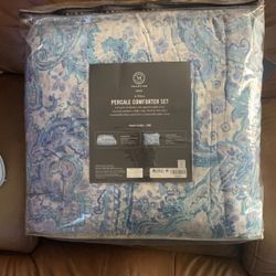 BRAND NEW Martha Stewart Percale Comforter 3 Piece Set KING 